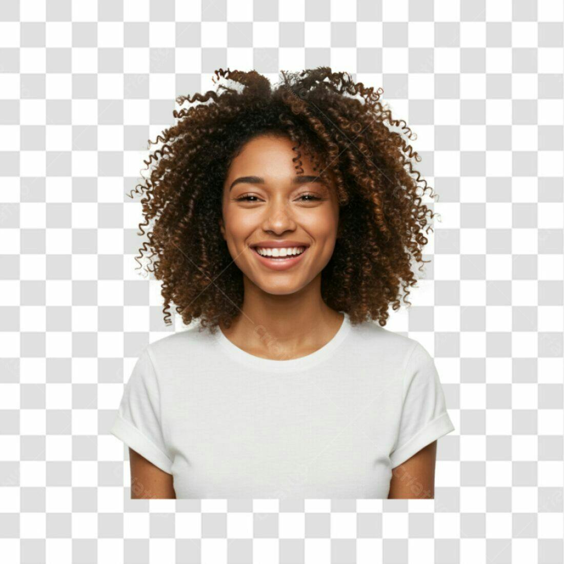 Icone mulher negra sorrindo PNG com fundo transparente