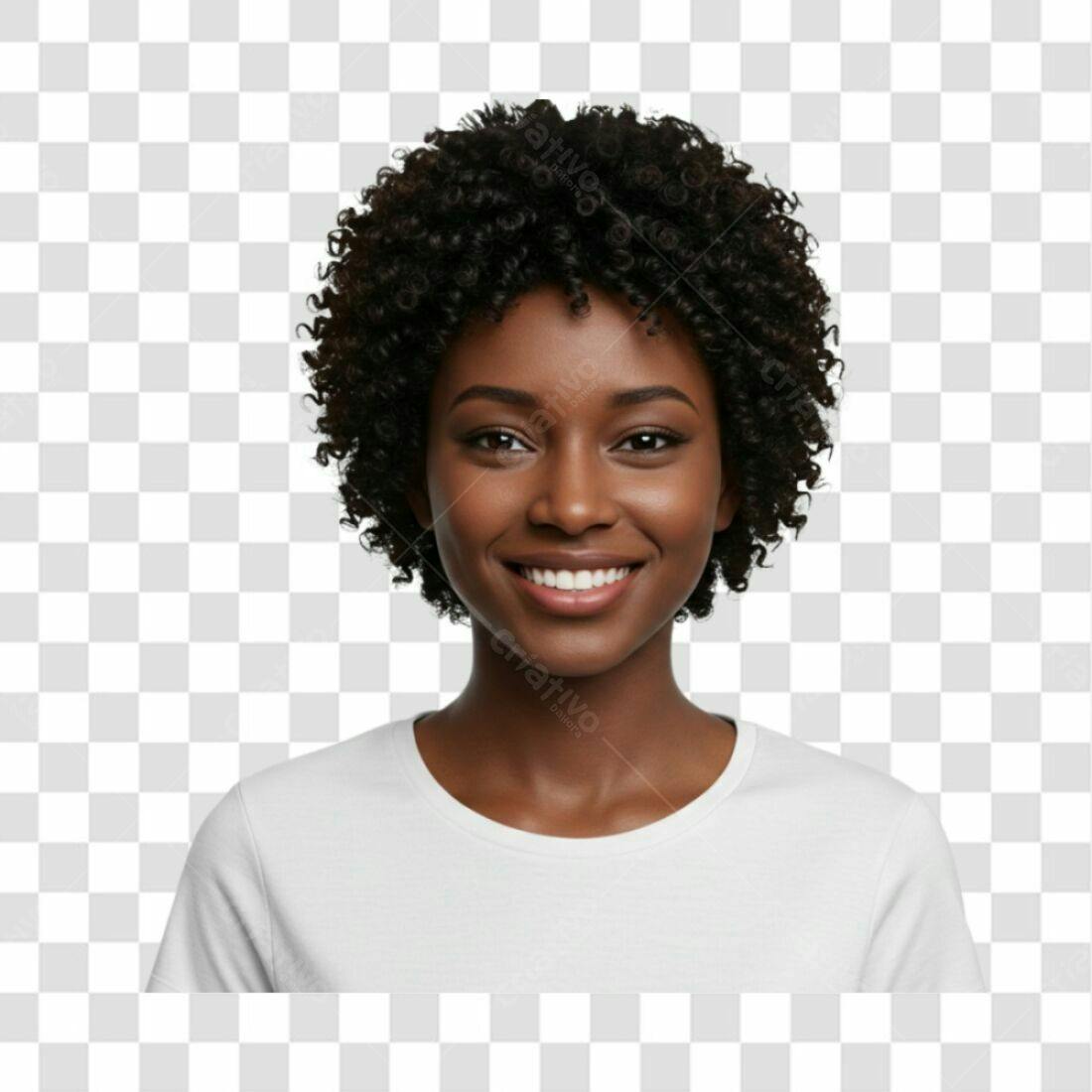 Imagem PNG mulher negra sorrindo fundo transparente