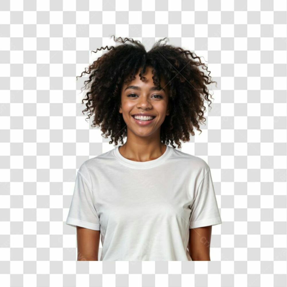 Mulher Cacheada Sorridente E Camisa Branca Png Transparente