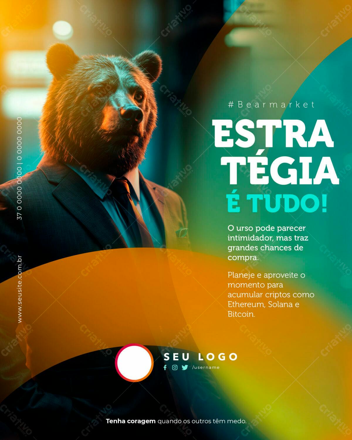 Flyer para Investimento em Criptomoedas PSD Editável
