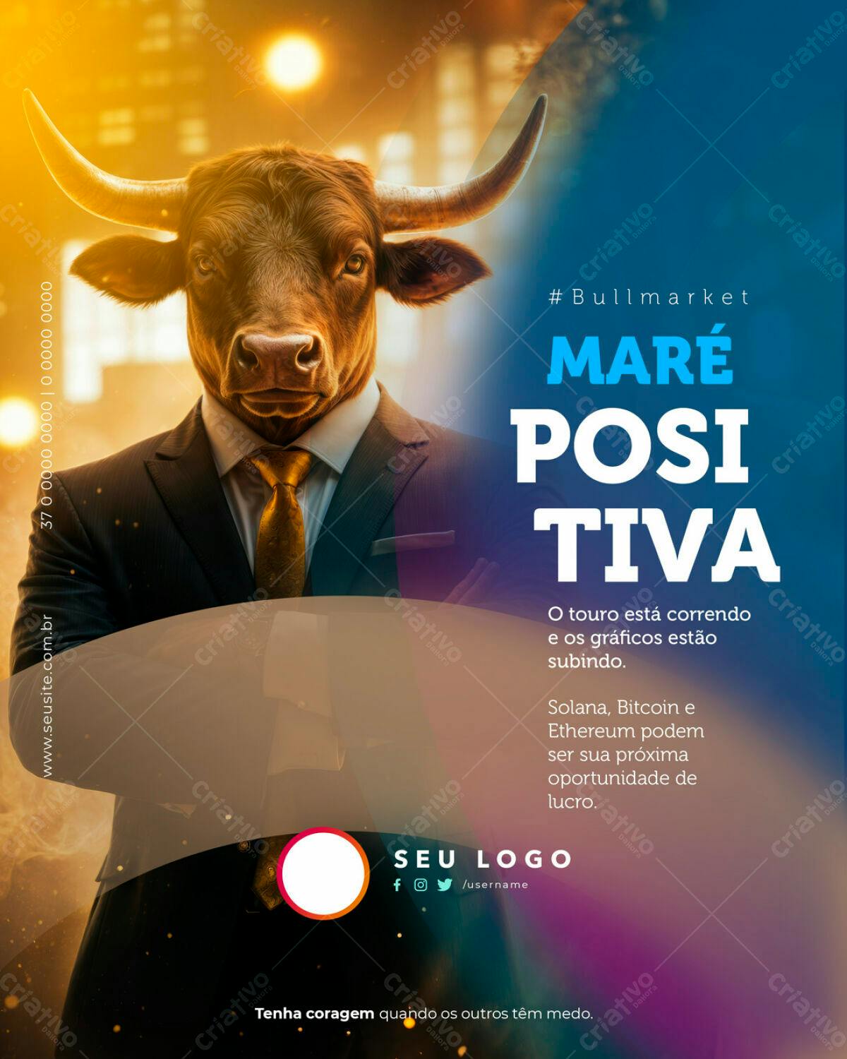 Flyer para Investimento em Criptomoedas PSD Editável
