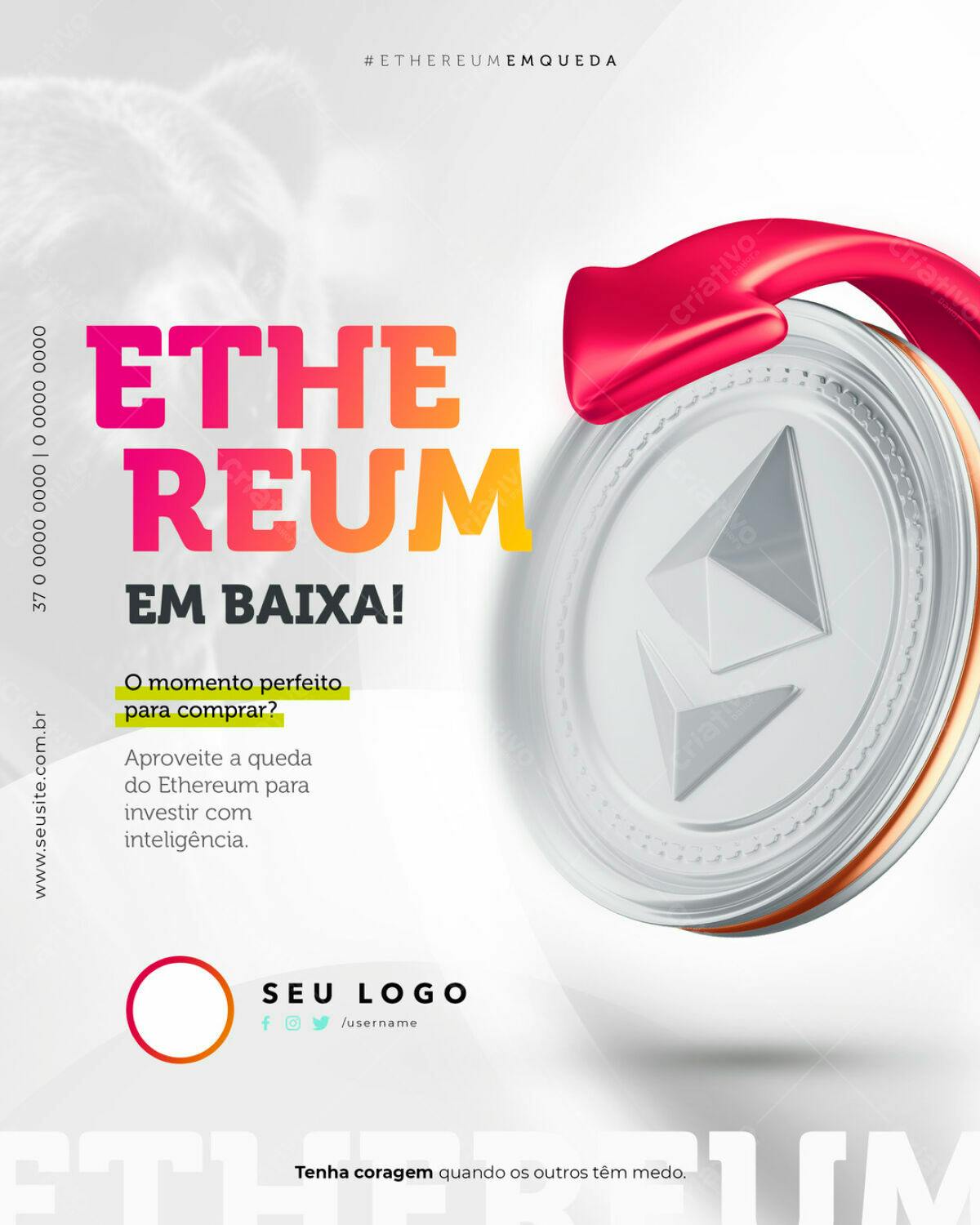 Flyer Investimento Ethereum em Queda PSD Editável