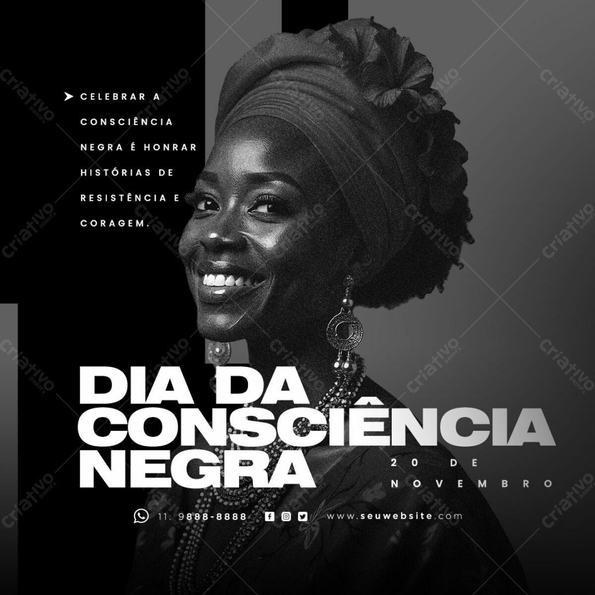 Post para o Dia da Consciência Negra PSD Editável