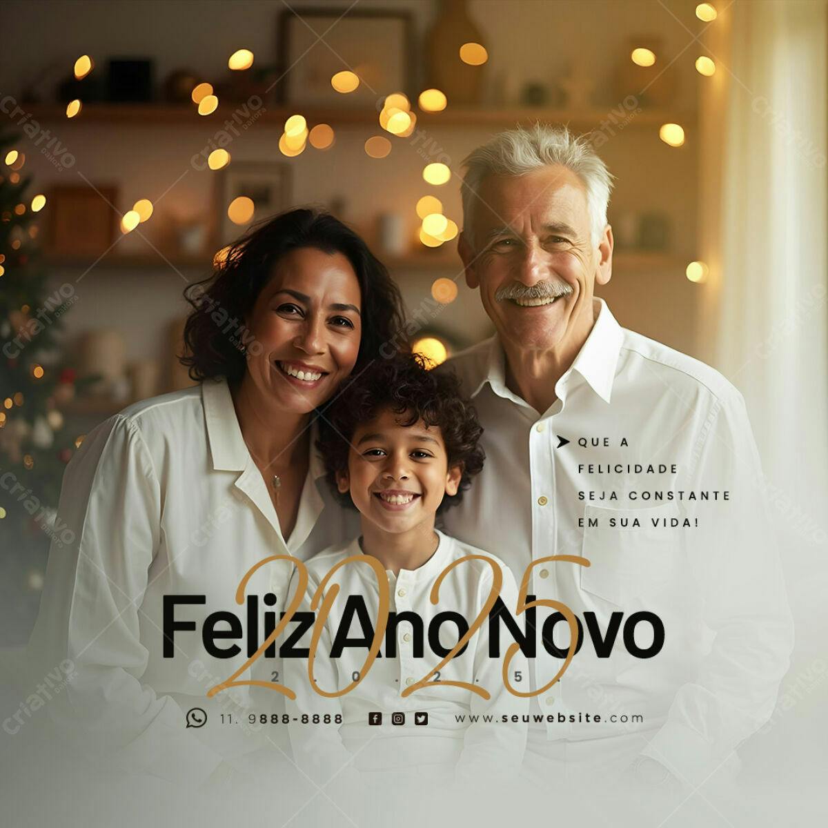 Postagem Feliz Ano Novo Família PSD Editável