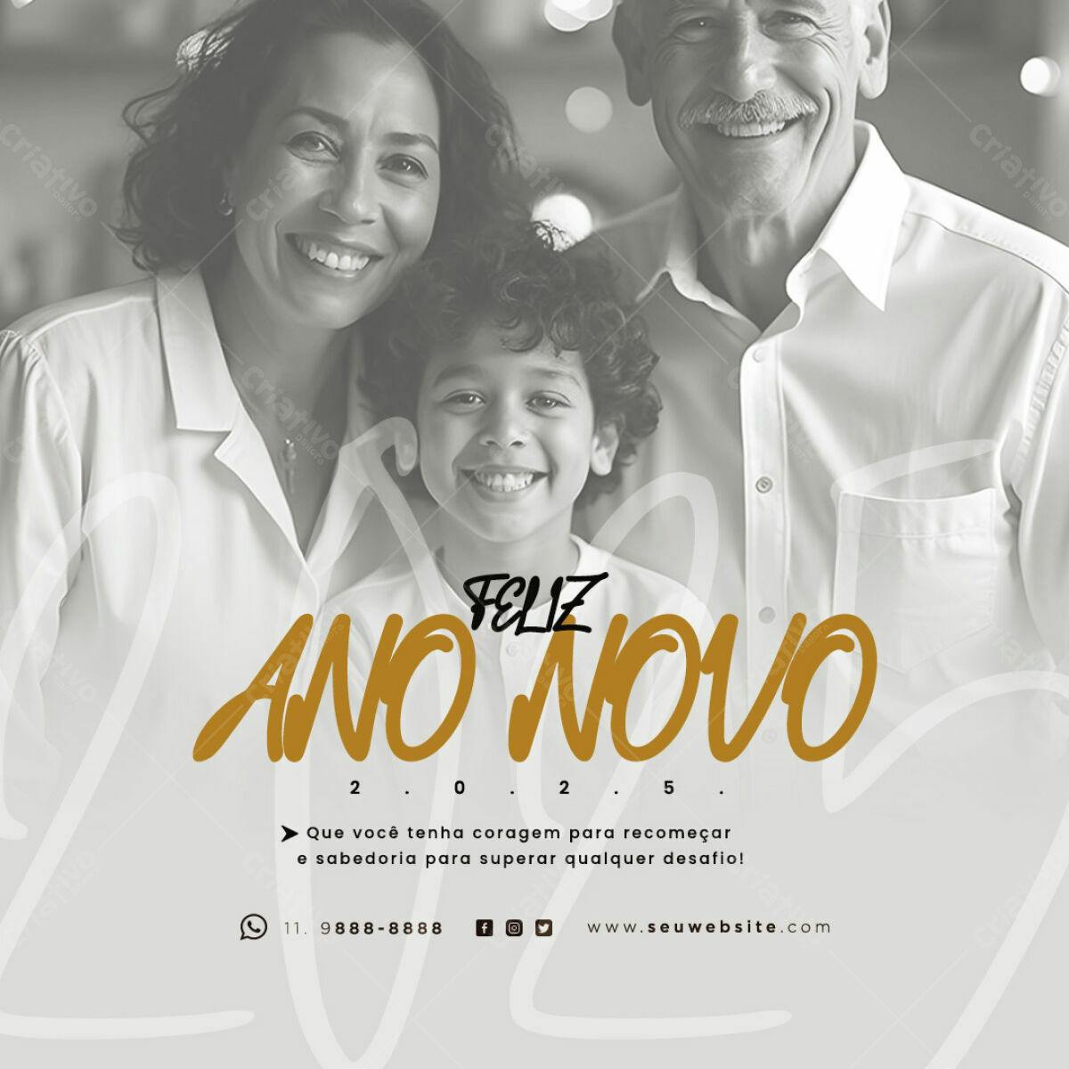 Flyer Feliz Ano Novo Família PSD Editável