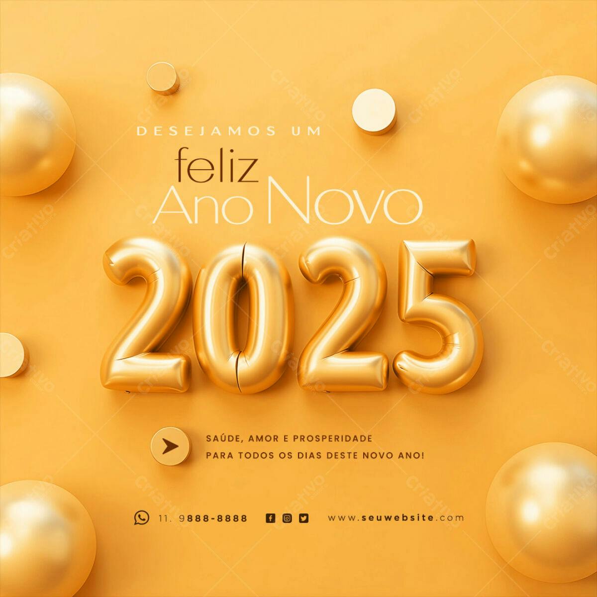 Postagem de Ano Novo 2025 PSD Editável