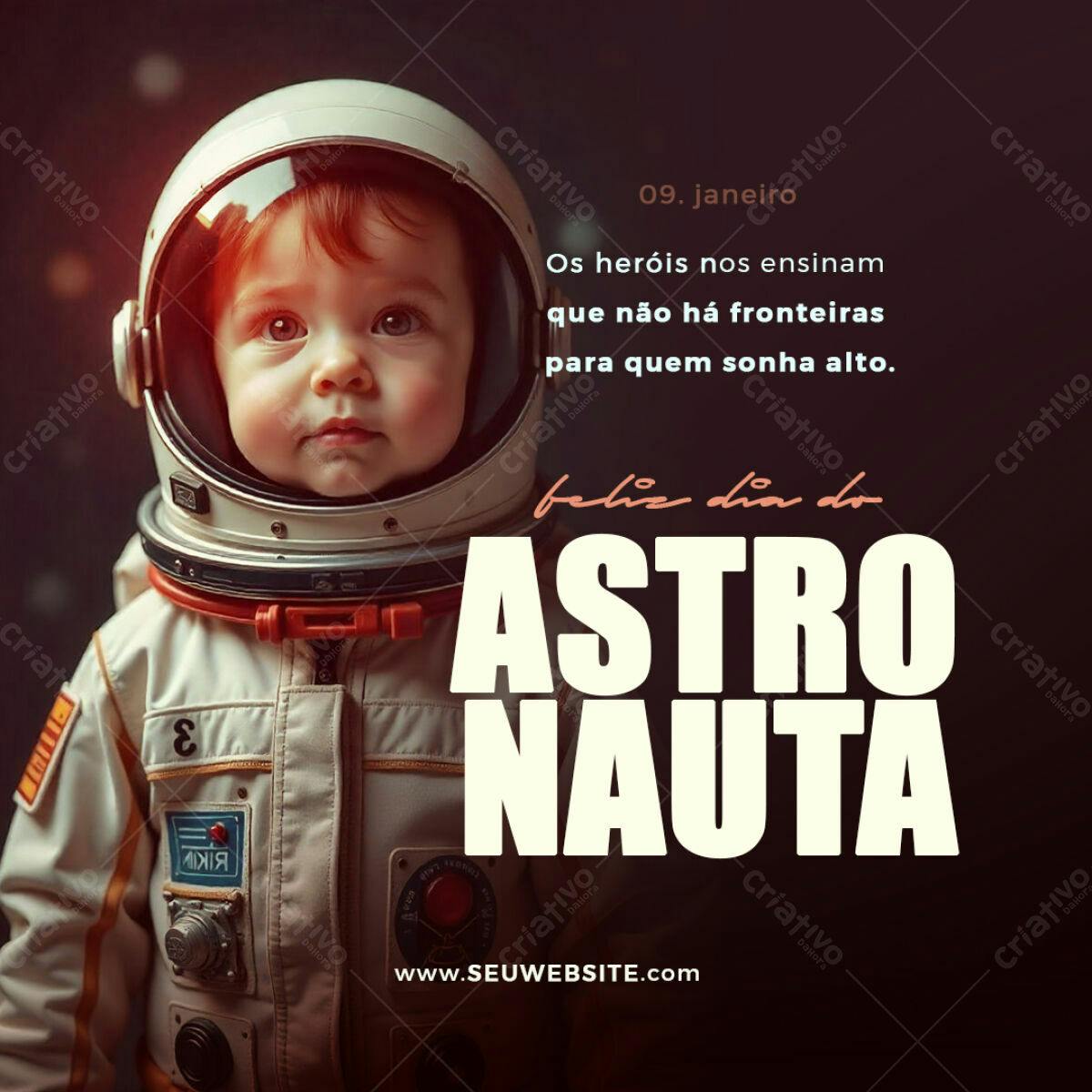 Postagem Dia do Astronauta PSD Editável