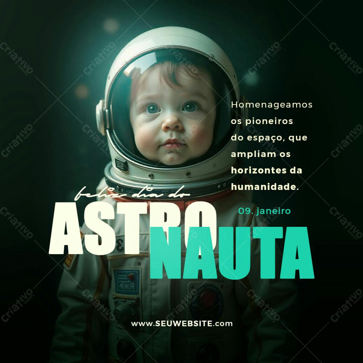Post para Dia do Astronauta PSD Editável