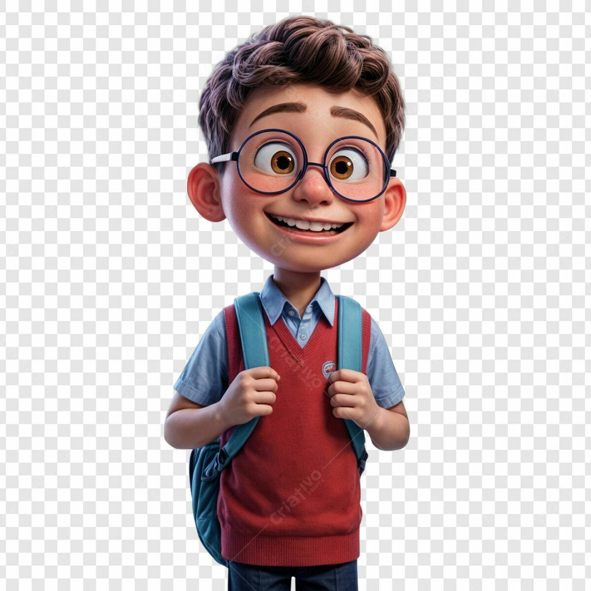 Ilustração Menino para Volta às Aulas PSD Editável