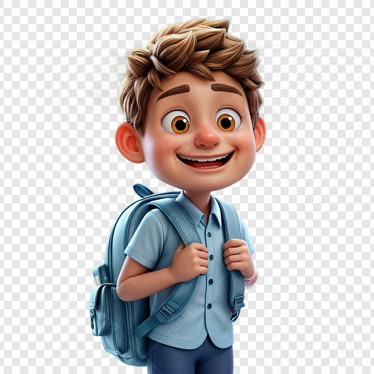 Personagem Cartoon Criança Voltando à Escola PSD Editável