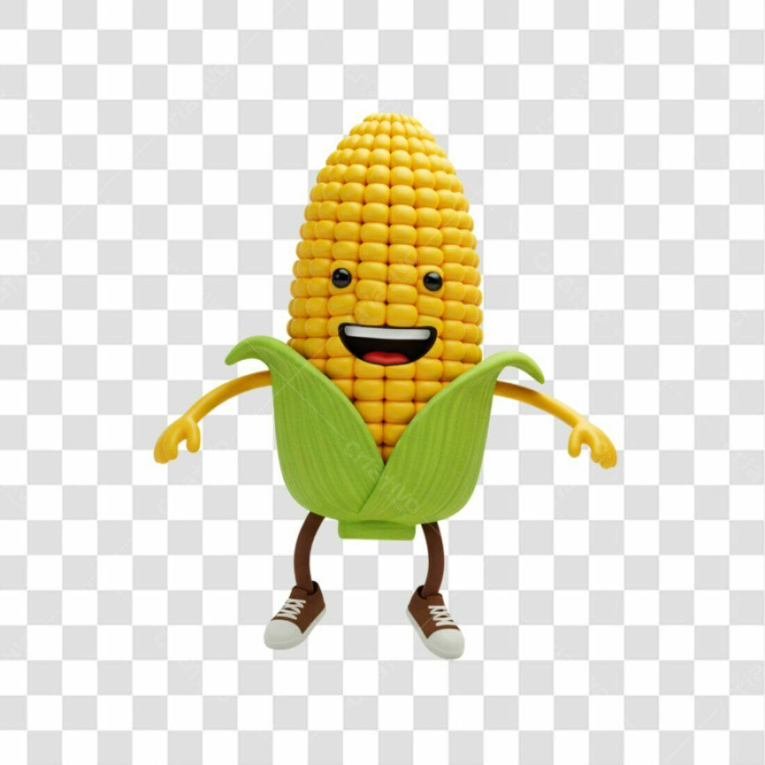 Icone Milho Amarelo estilo Cartoon PNG com fundo transparente