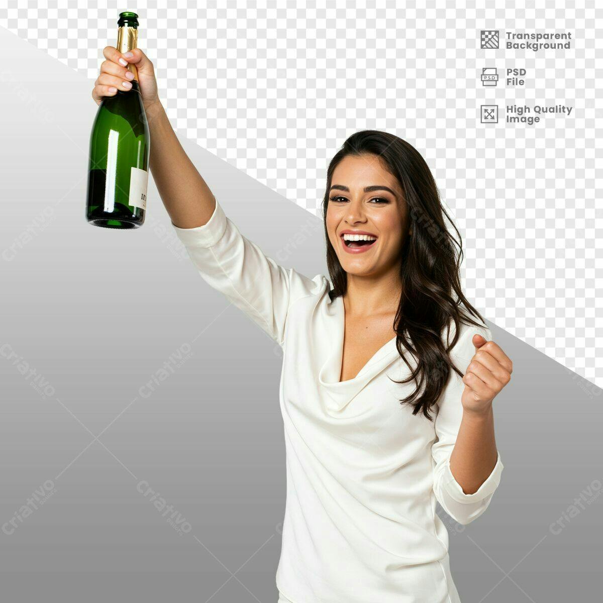 Imagem Celebrativa com Mulher e Champanhe PSD Editável