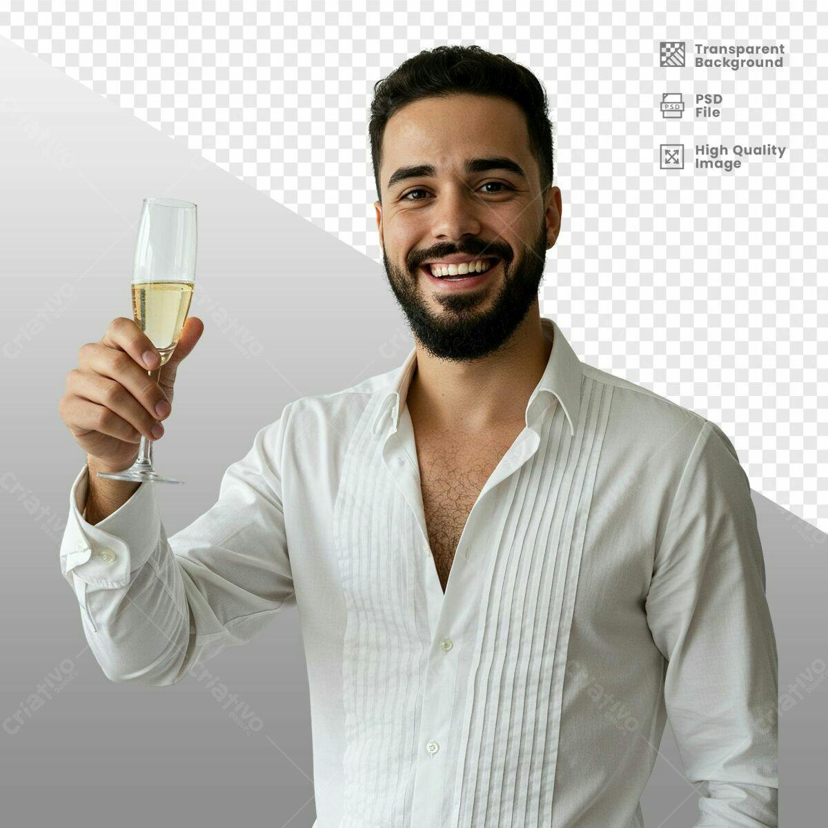 Imagem de Homem Brindando com Champanhe PSD Editável