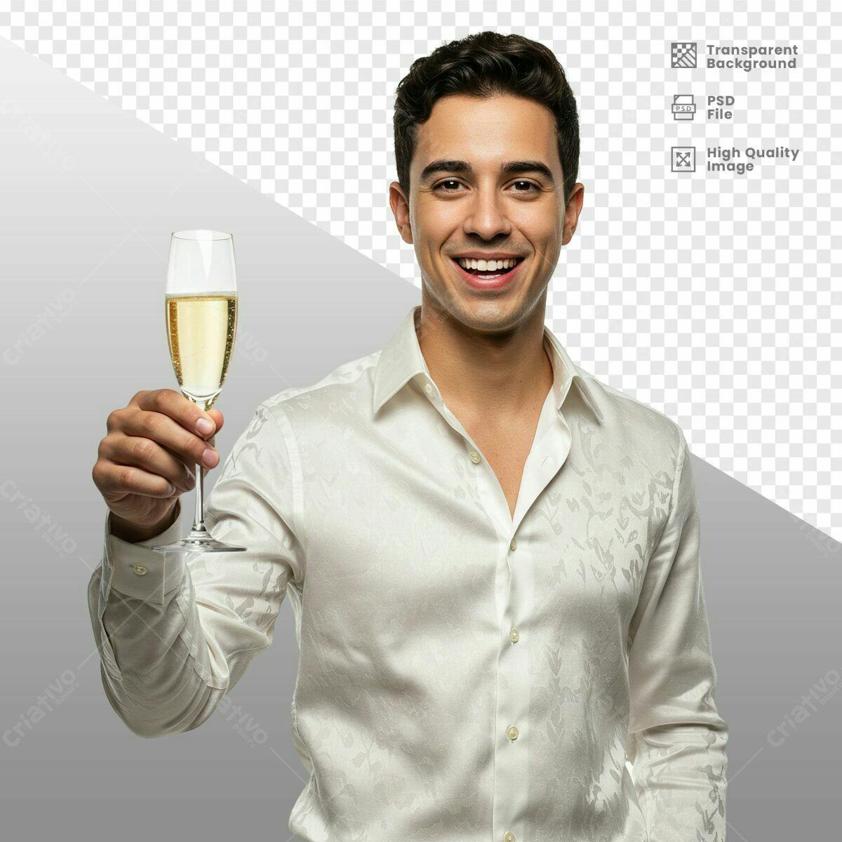 Imagem Homem Brinde Ano Novo PSD Editável