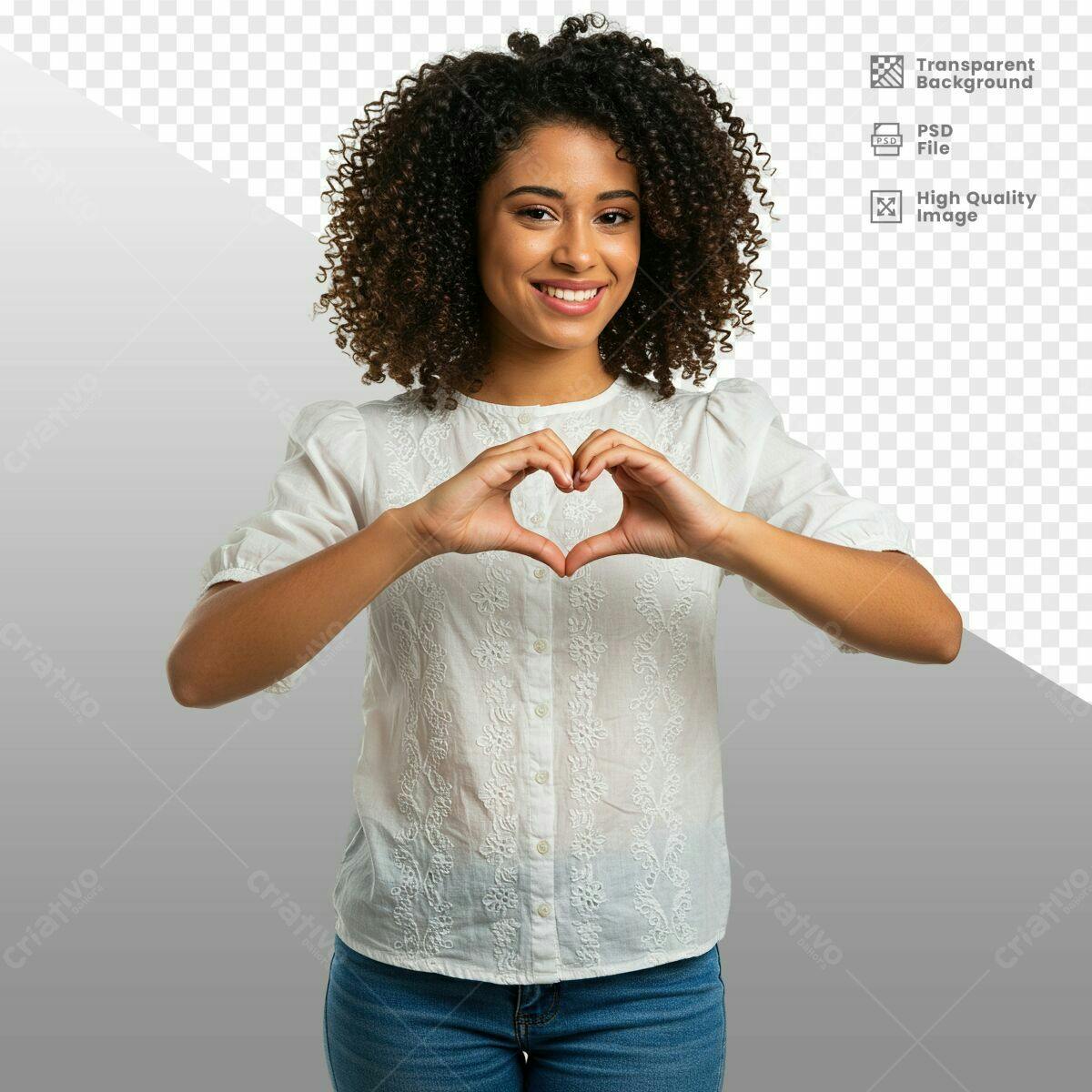 Imagem Pessoa Fazendo Sinal de Coração PSD Editável