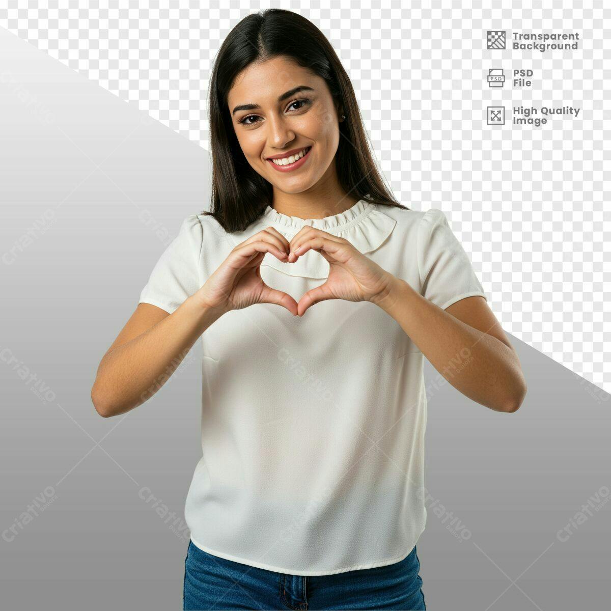 Imagem Mulher Fazendo Coração PSD Editável
