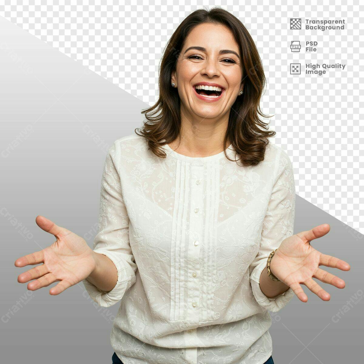 Imagem PSD de Mulher Alegre e Receptiva