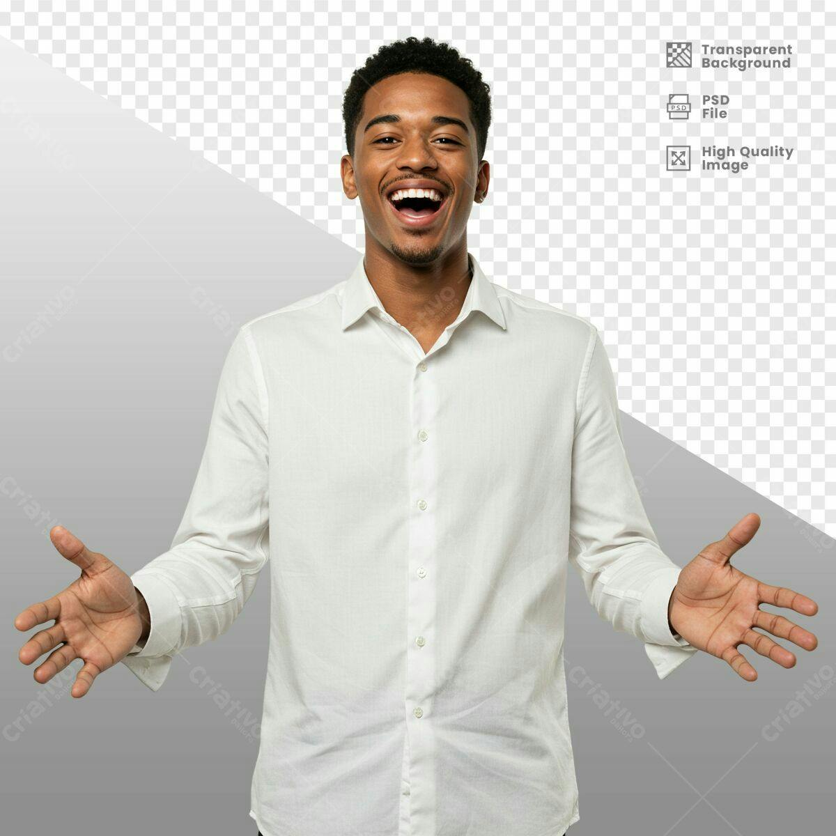 PSD de Homem Sorrindo com Braços Abertos PSD Editável