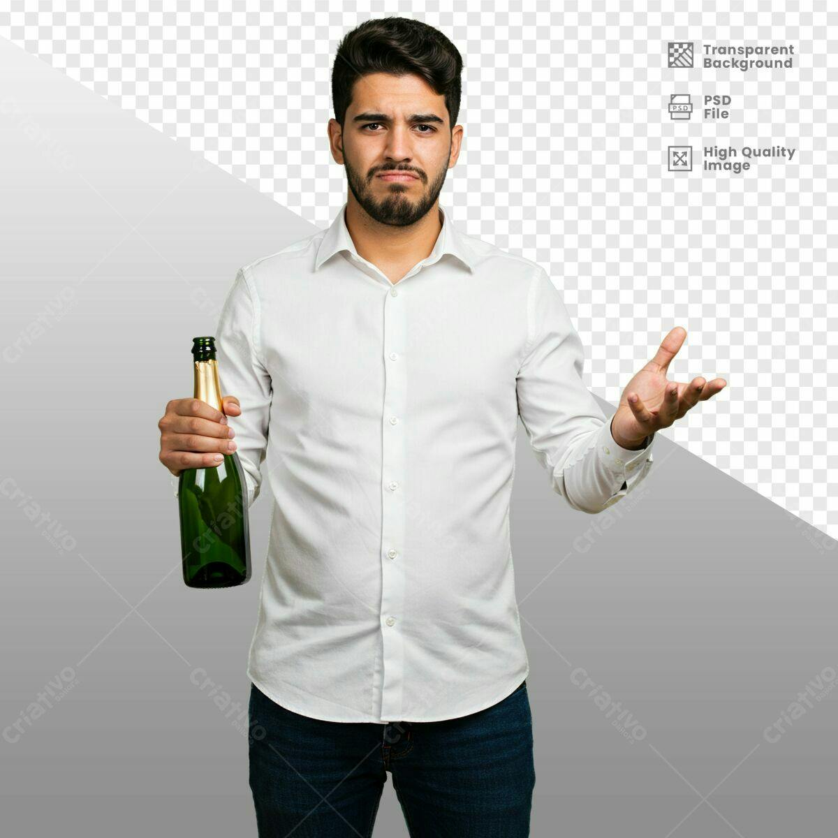Mockup Homem com Champanhe PSD Editável