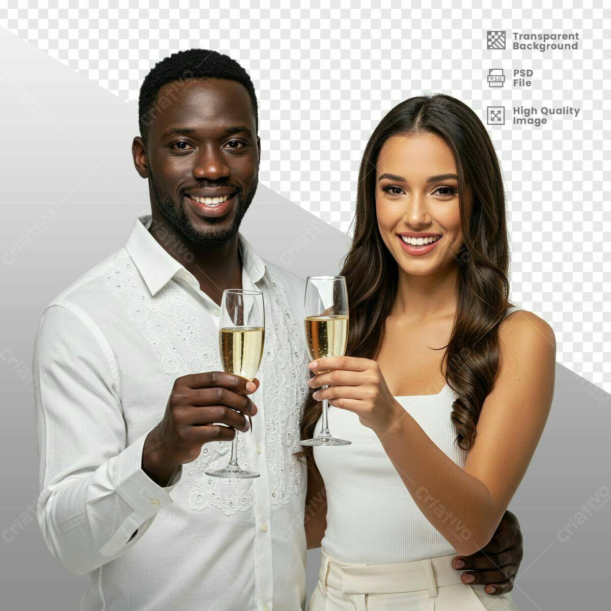 Imagem de Casal Brindando PSD Editável