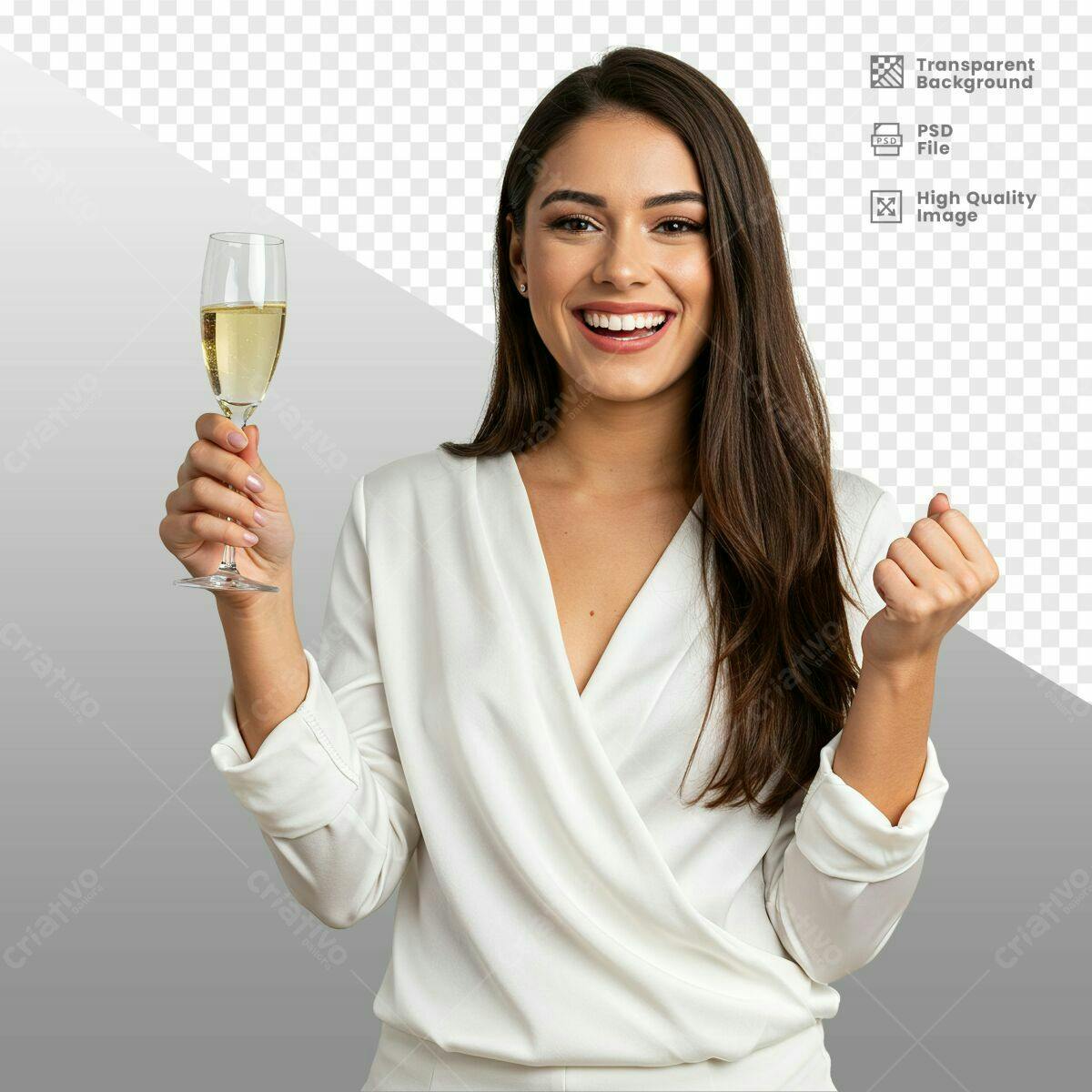 Imagem PSD Mulher Celebrando Sucesso