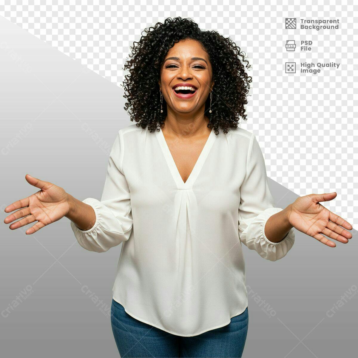 Imagem Mulher Afrodescendente Sorrindo PSD Editável