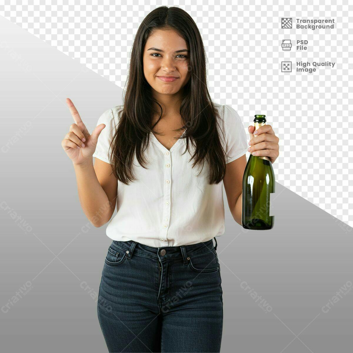 Imagem de Mulher com Champanhe PSD Editável
