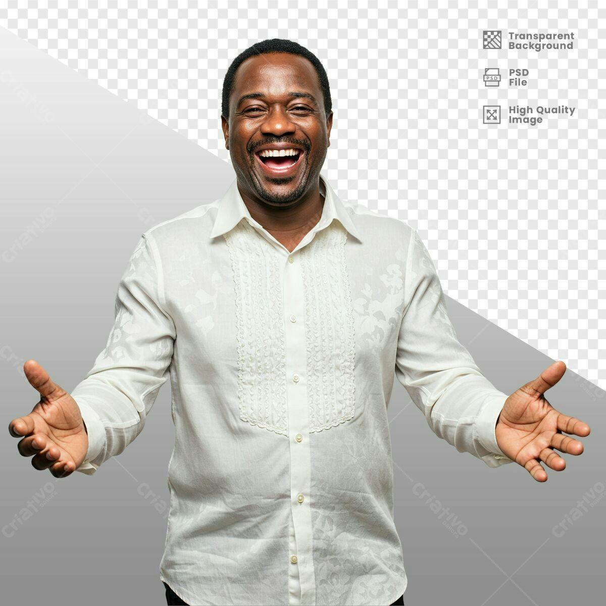PSD para Fotografia de Retrato com Homem Negro Sorrindo PSD Editável