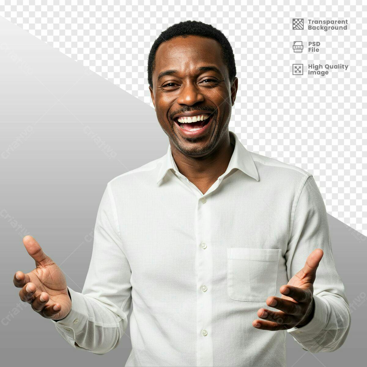 Fotografia de Homem Negro Sorrindo PSD Editável