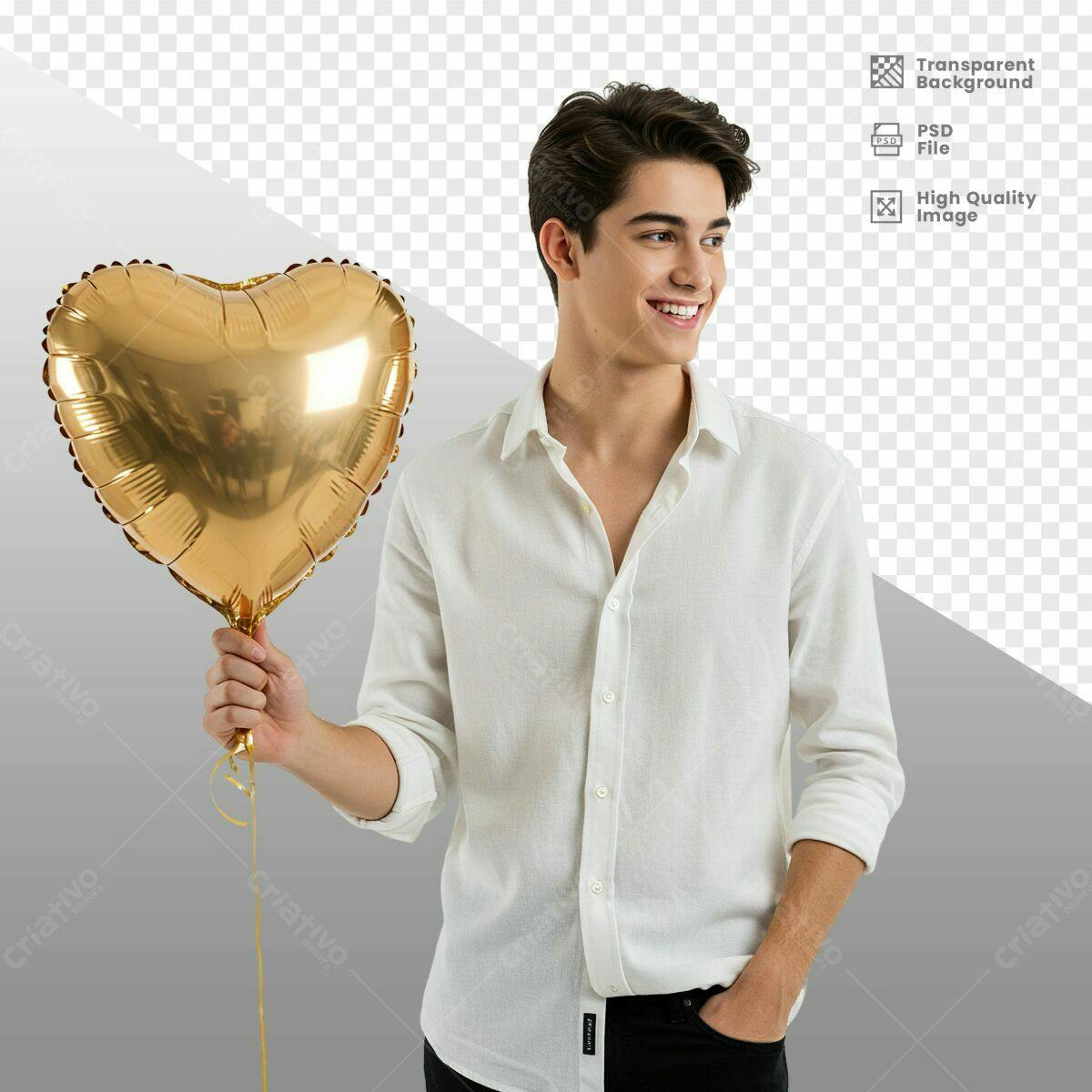 Imagem Romântica com Balão em Formato de Coração PSD Editável