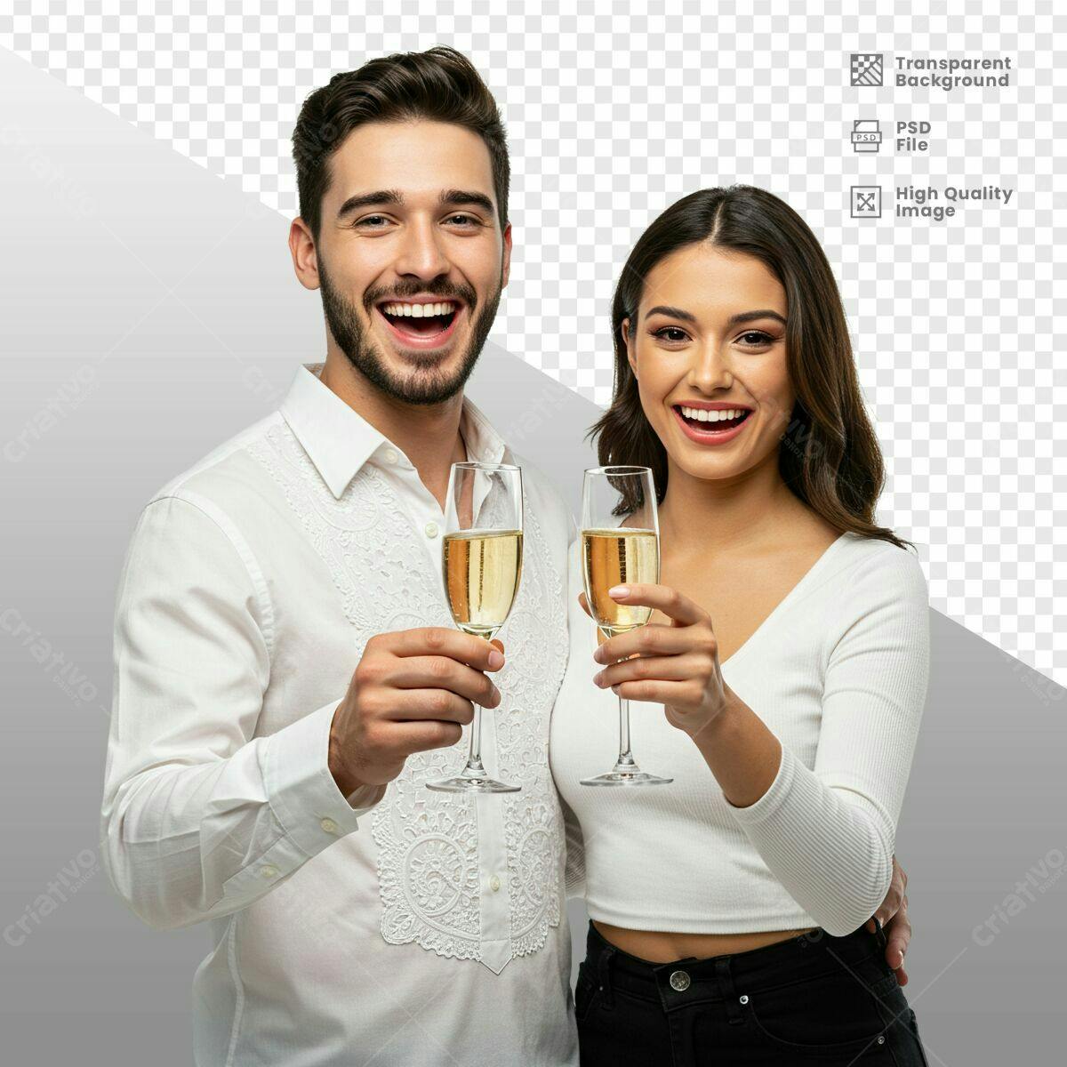Imagem de Casal Brindando PSD Editável