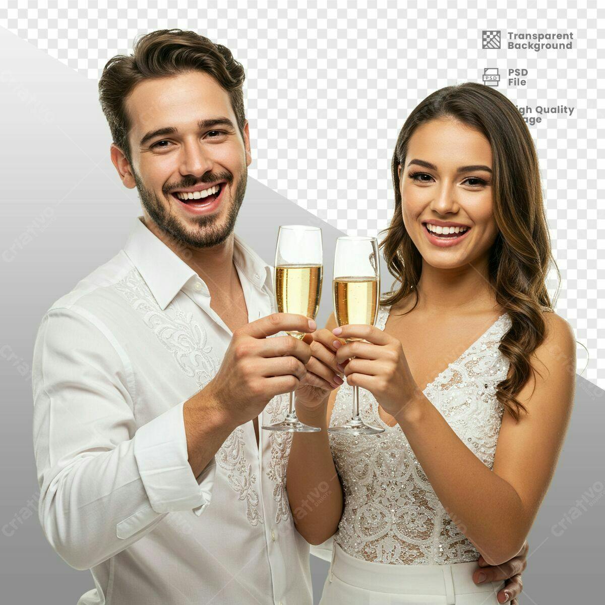 Imagem de Casal Brindando PSD Editável