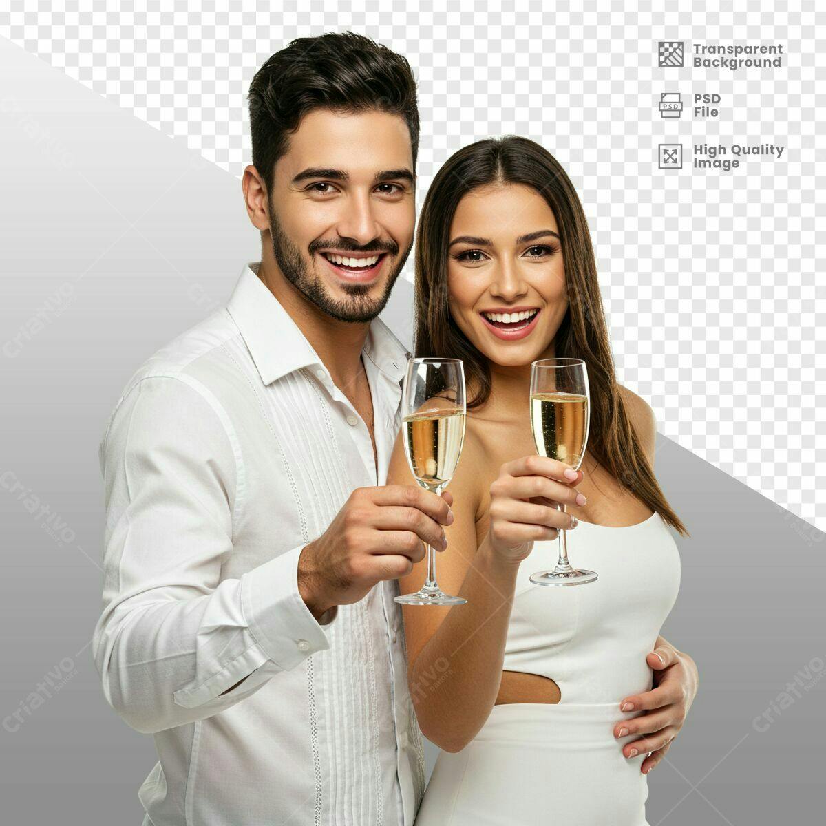 Imagem de Casal Brindando PSD Editável
