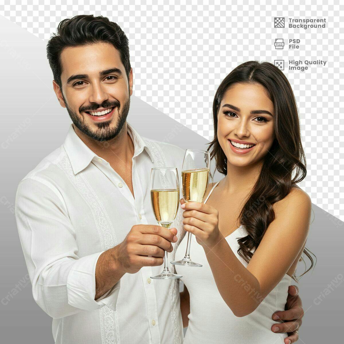 Imagem de Casal Brindando com Champanhe PSD Editável
