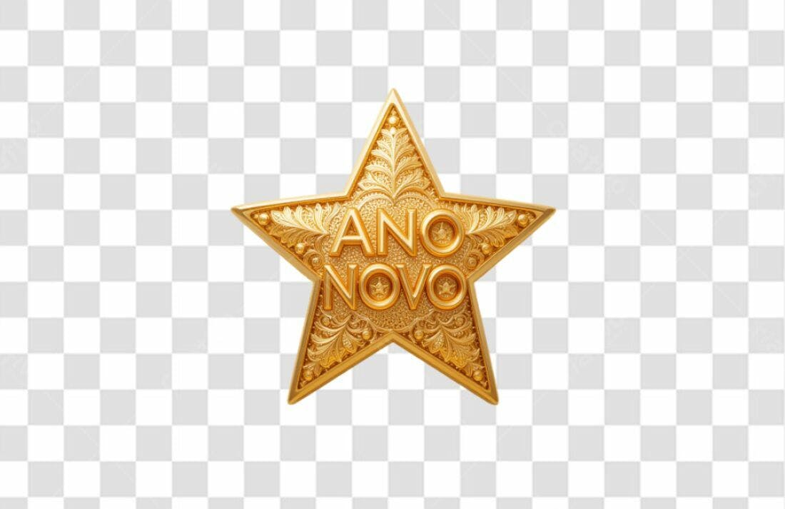 Icone Ano Novo estrela dourada PNG com fundo transparente