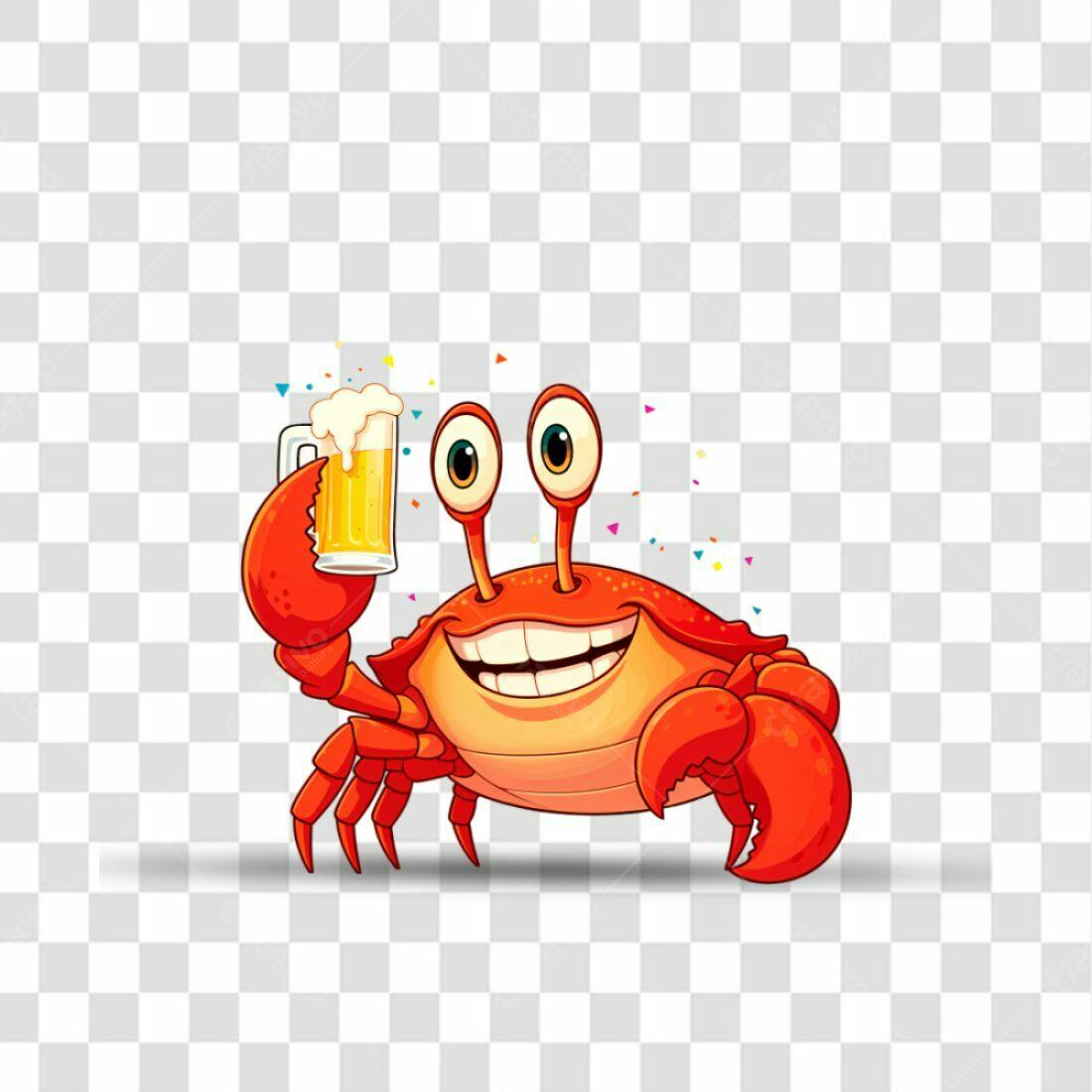 Icone Caranguejo Bebendo Cerveja PNG com fundo transparente