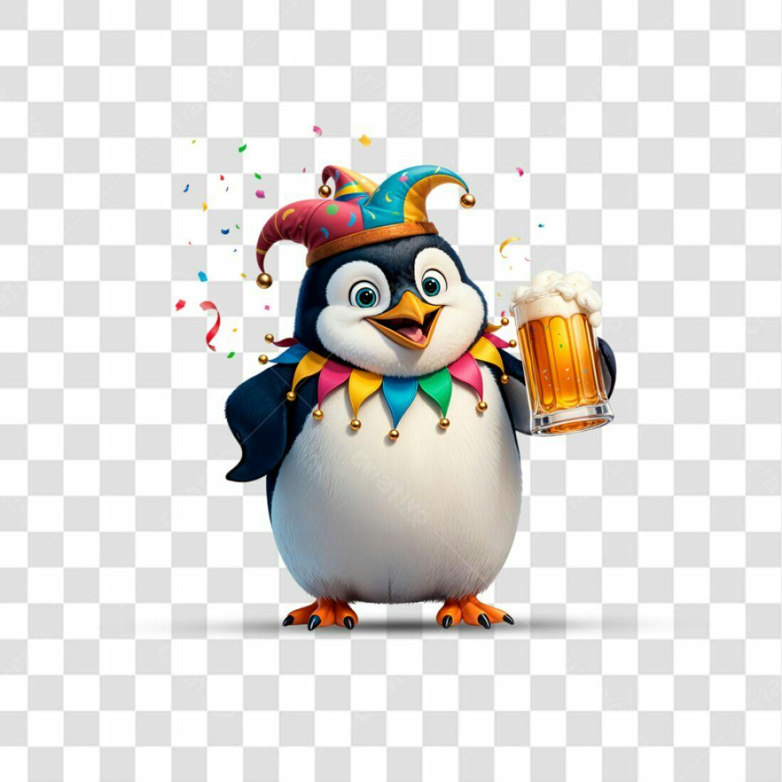 Icone Pinguim Cerveja Festa PNG com fundo transparente