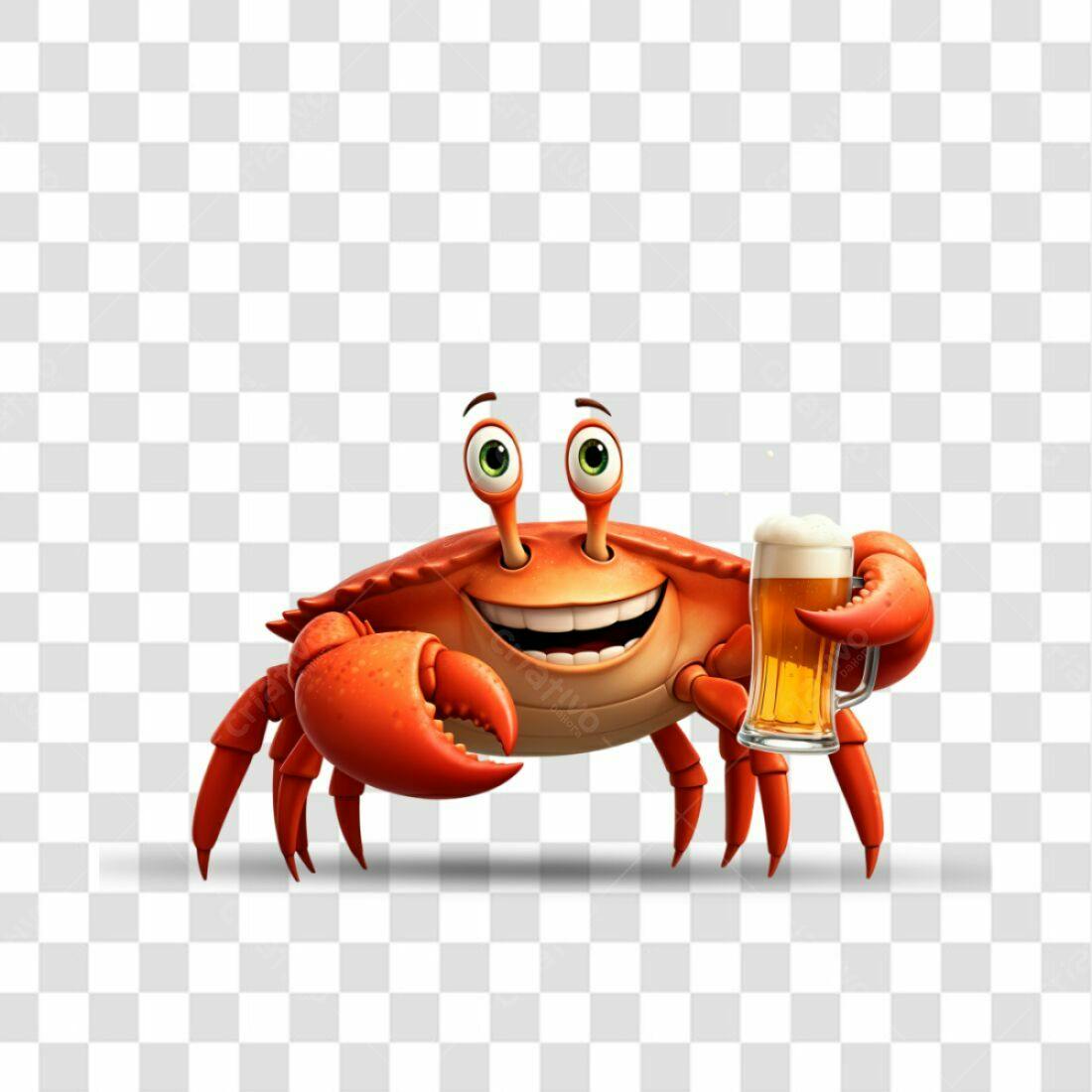 Icone Caranguejo Bebendo Cerveja PNG com fundo transparente