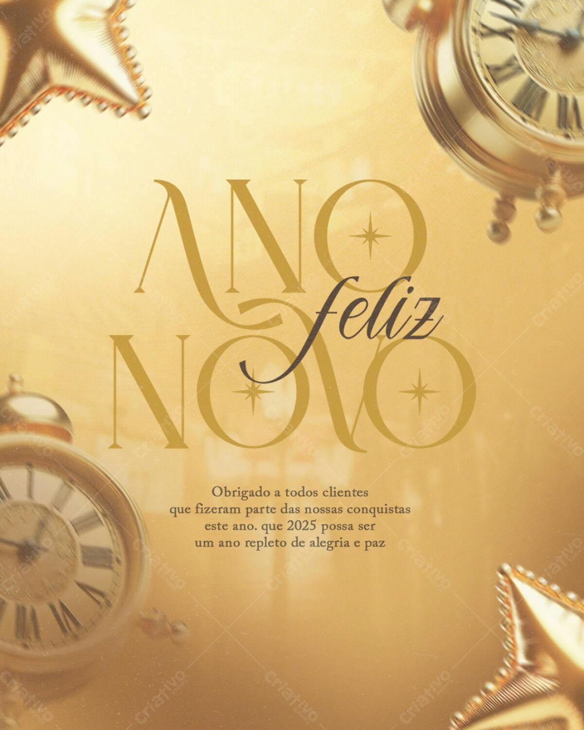 Flyer Feliz Ano Novo 2025 PSD Editável