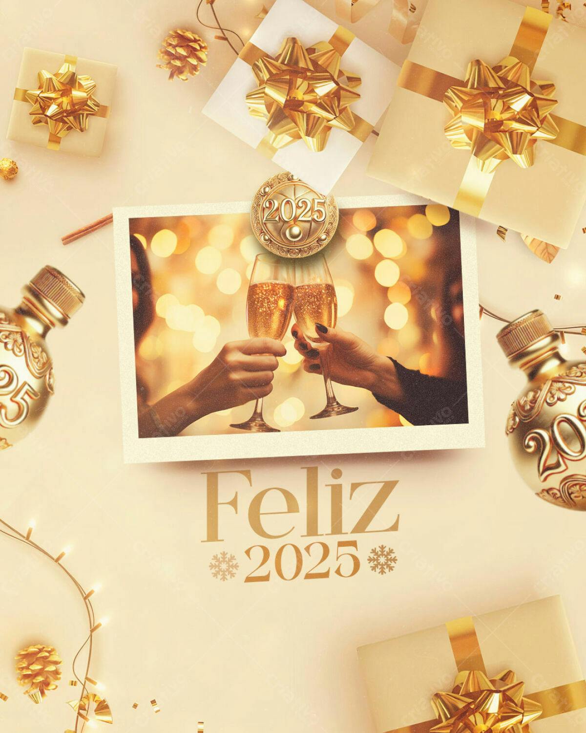 Postagem de Ano Novo 2025 PSD Editável