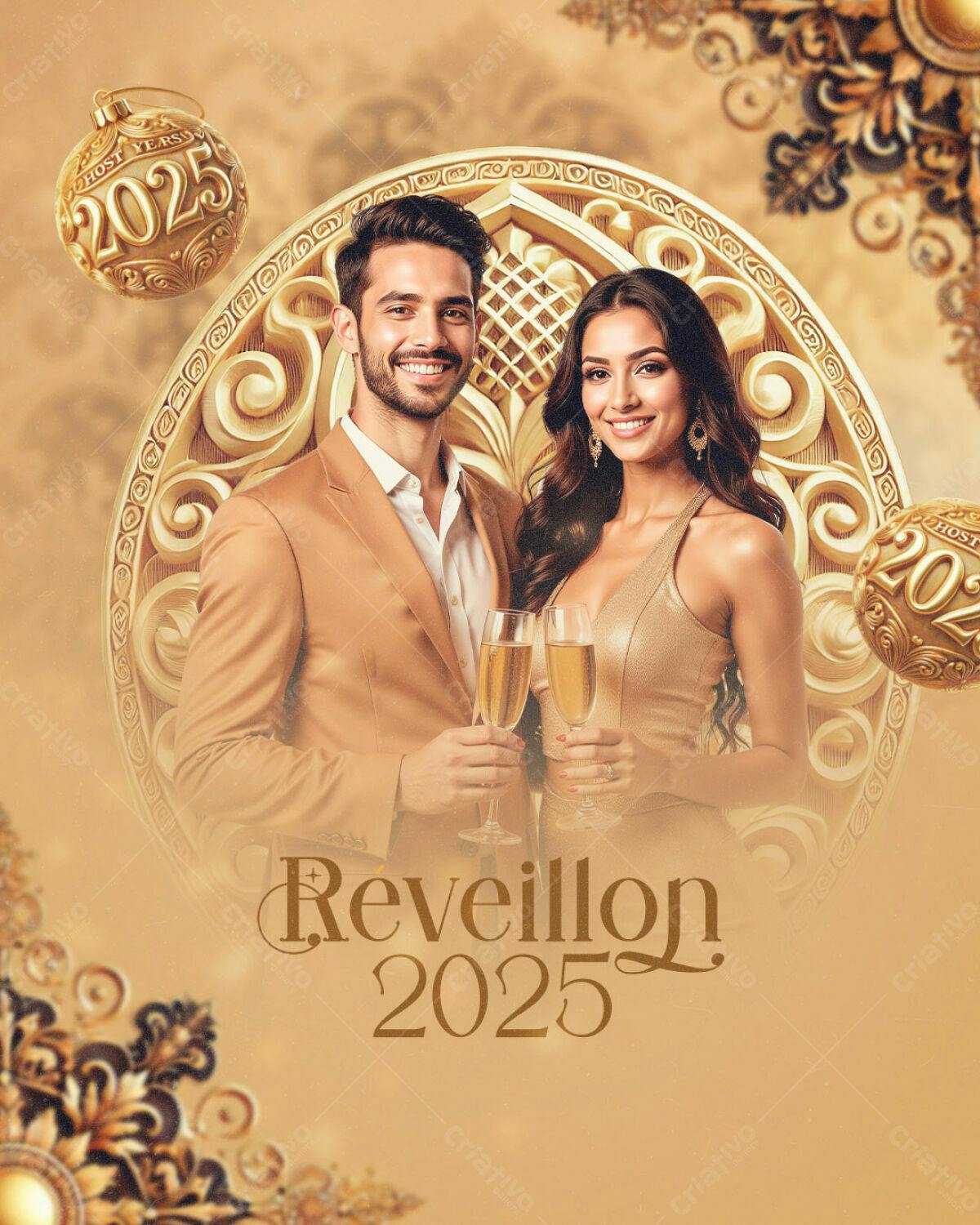 Convite Réveillon 2025 PSD Editável