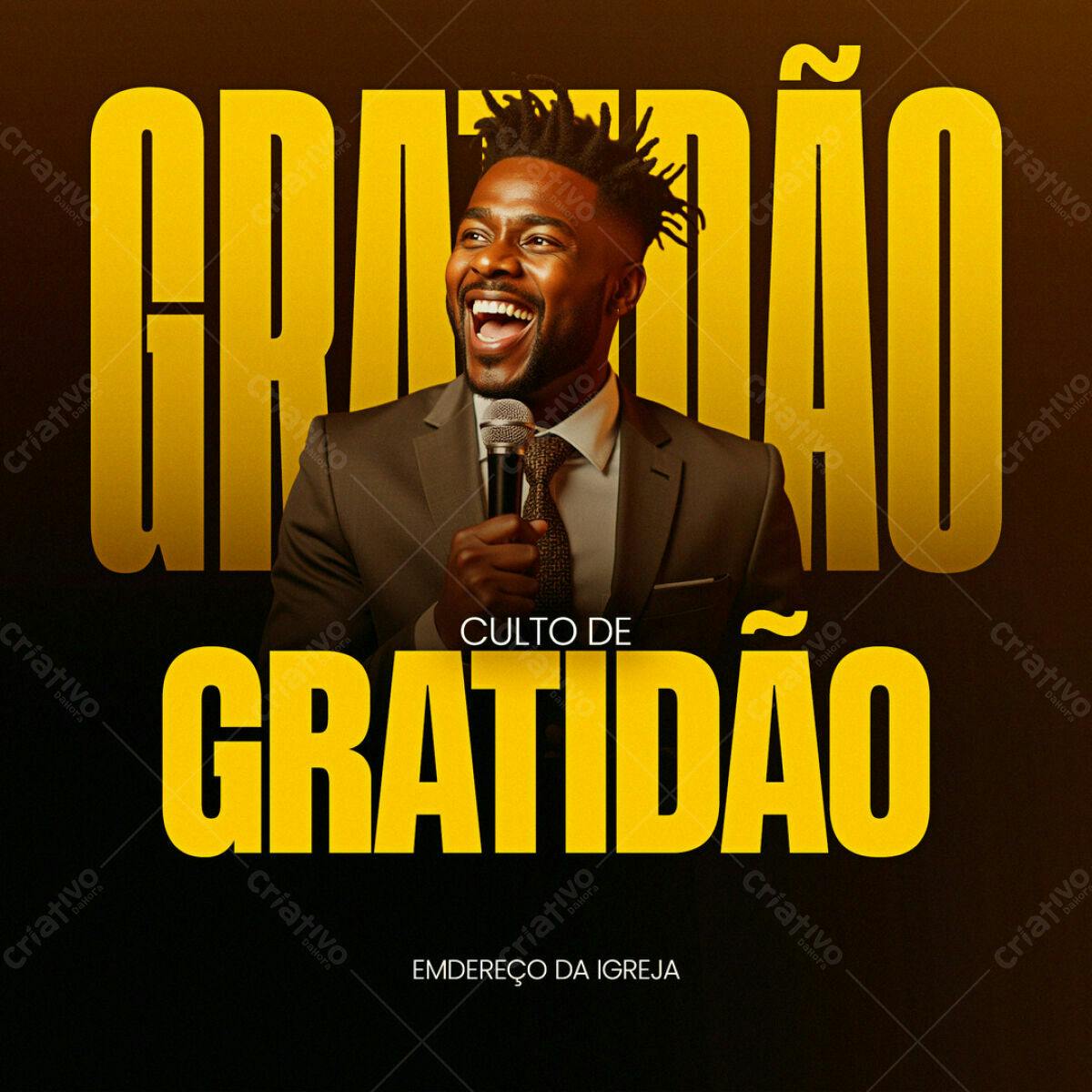 Flyer para Culto de Gratidão PSD Editável