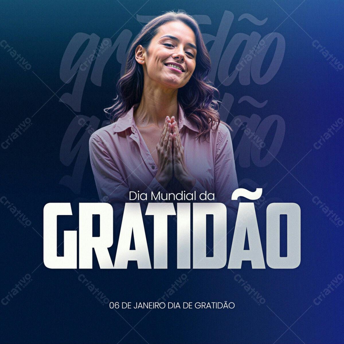 Post para Dia Mundial da Gratidão PSD Editável