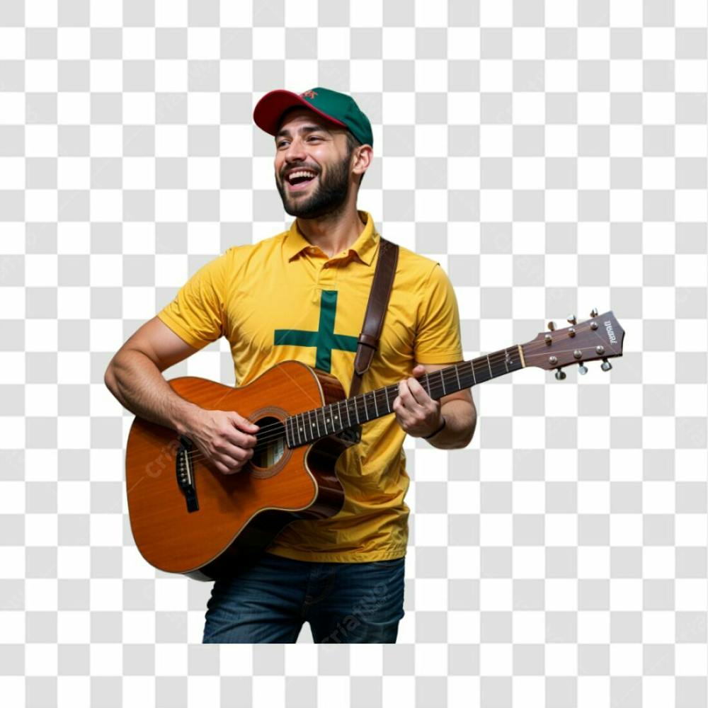 Png Cantor Com Boné E Violão