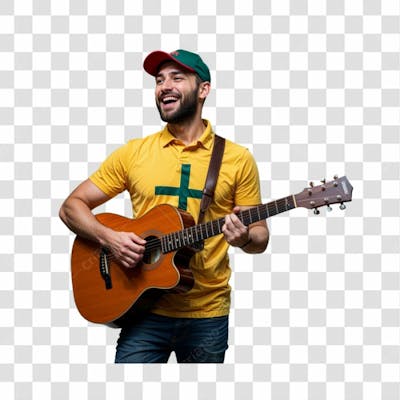 Png Cantor Com Boné E Violão