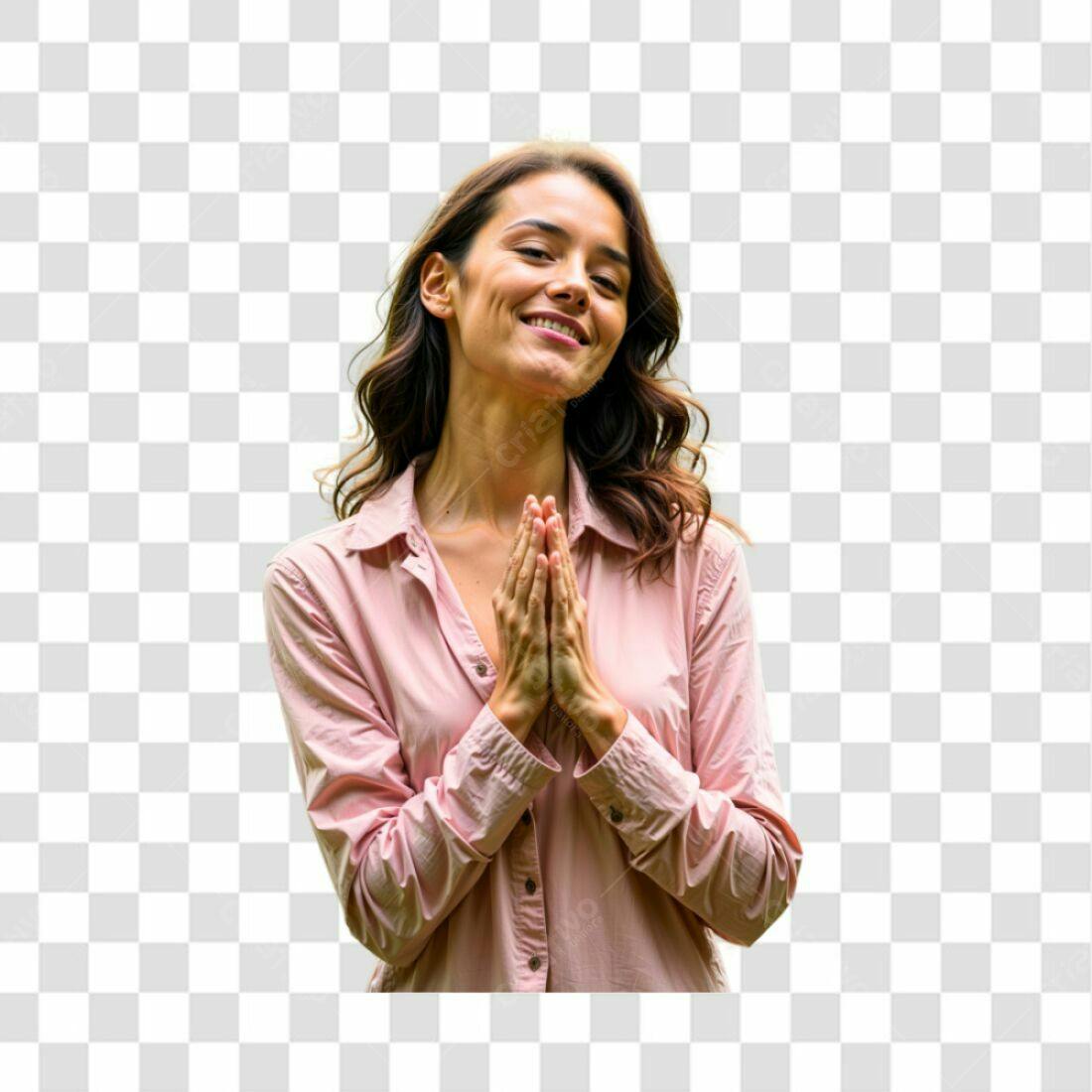 Imagem PNG com fundo transparente Mulher em gesto de agradecimento