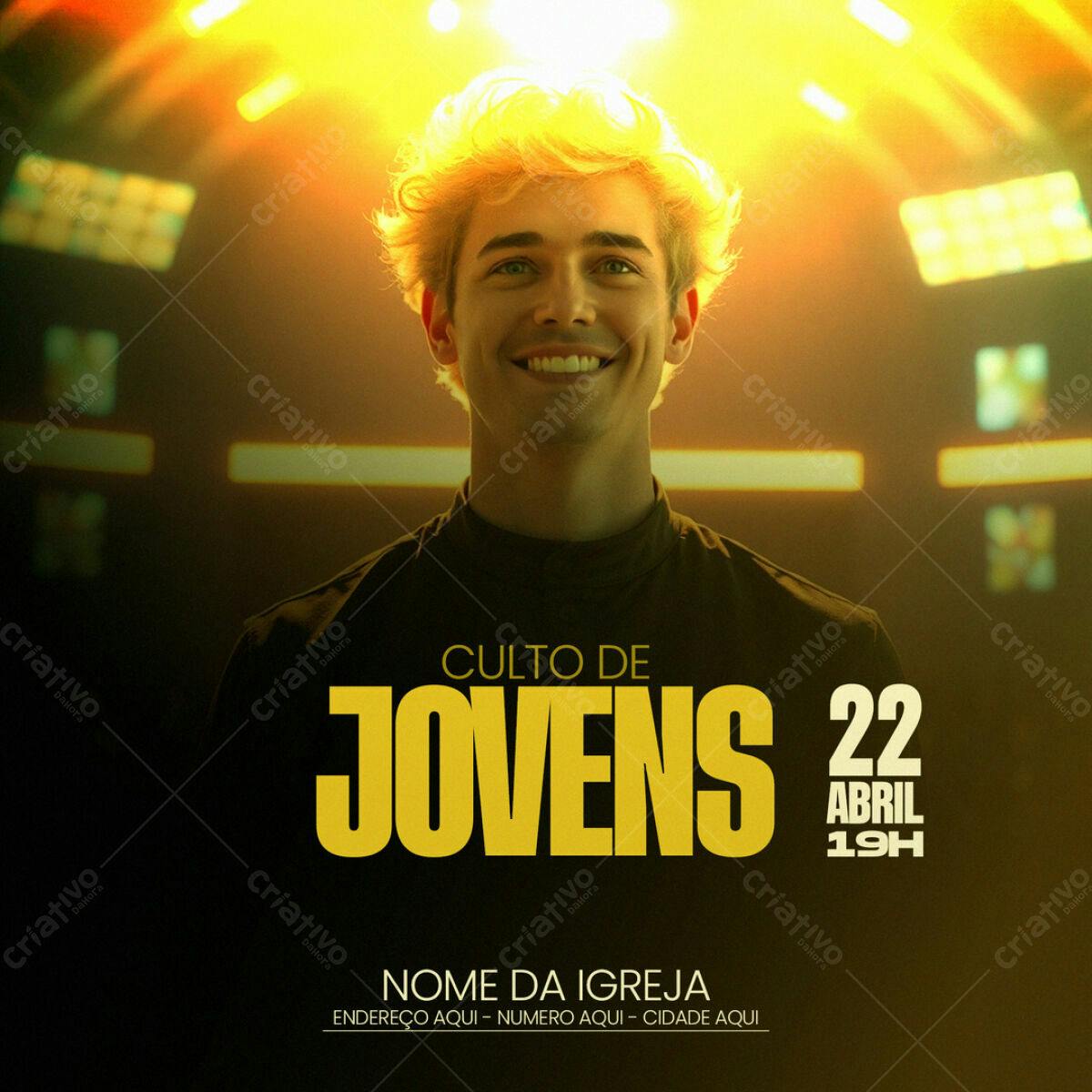 Flyer para Culto de Jovens PSD Editável