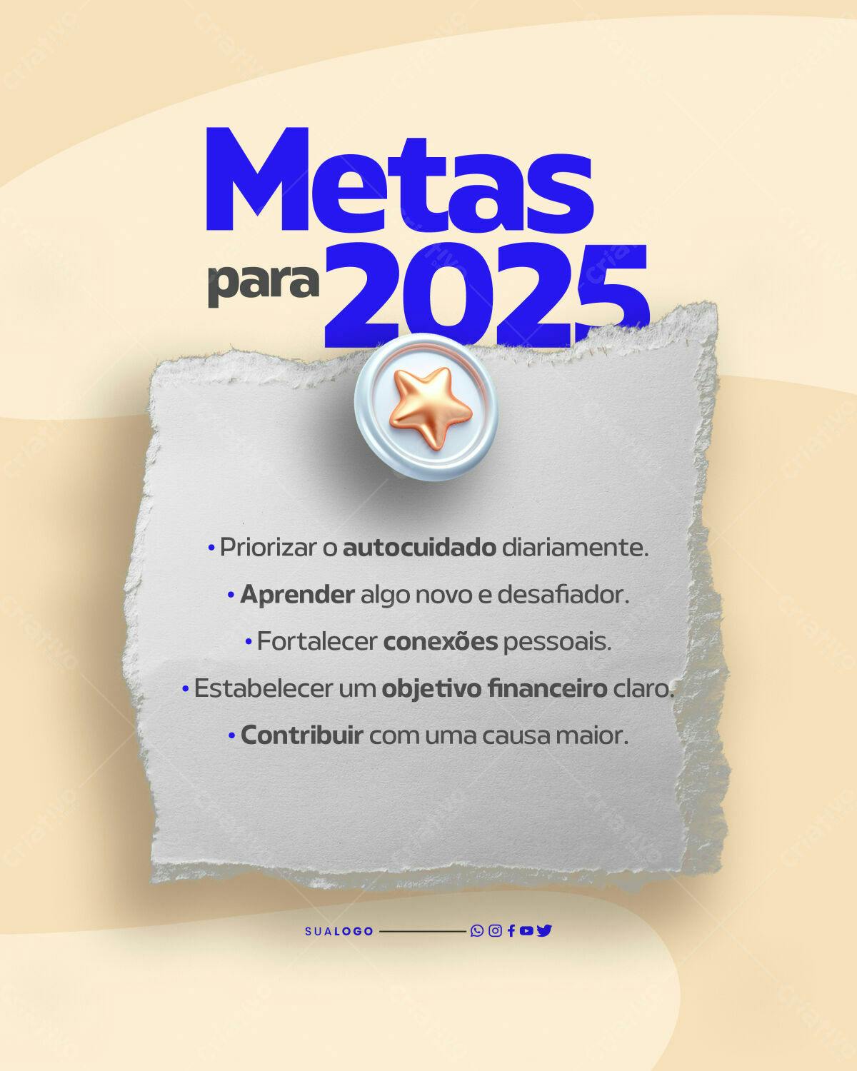 Post para Redes Sociais Metas 2025 PSD Editável