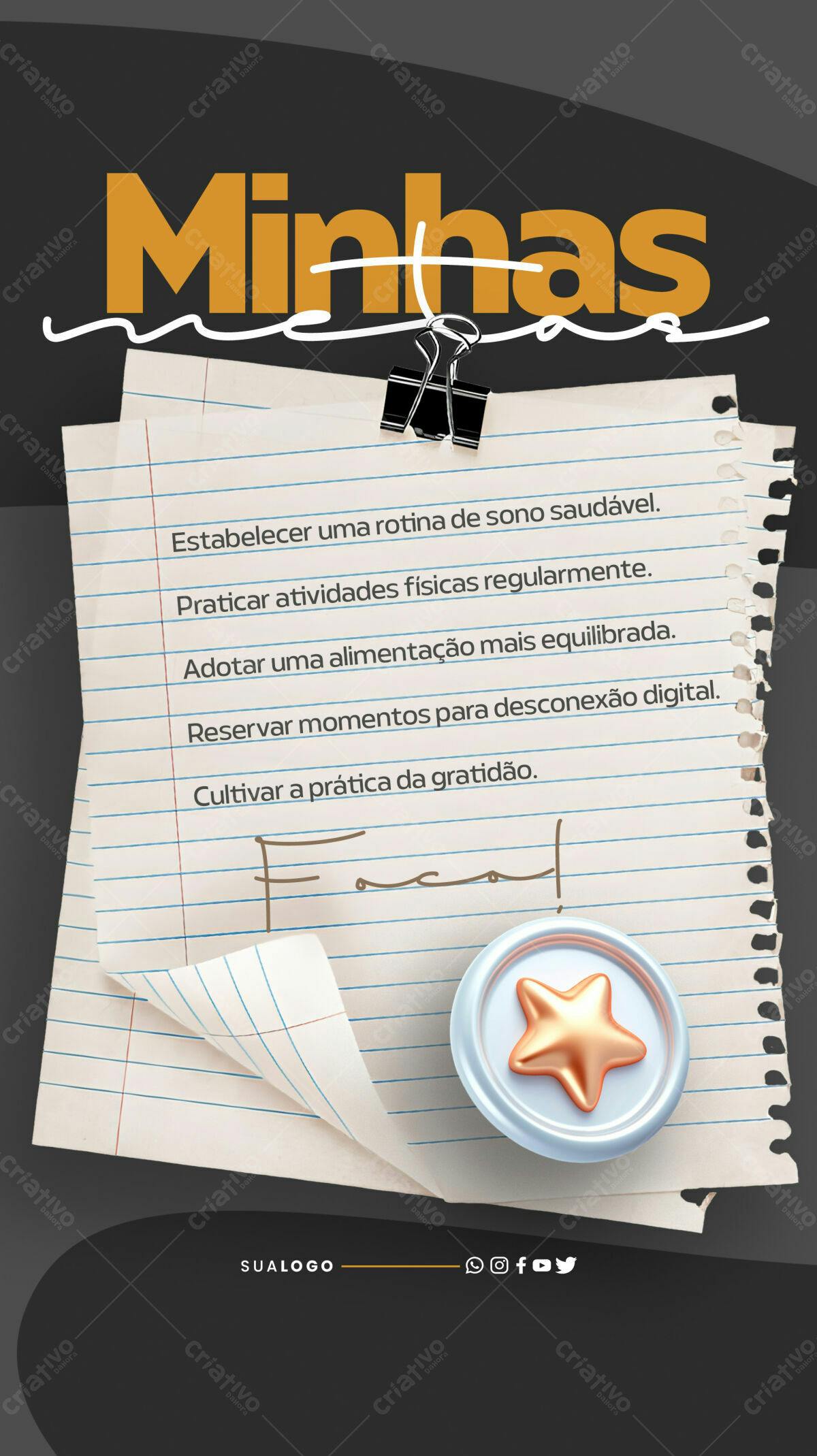 Flyer Metas de Ano Novo PSD Editável