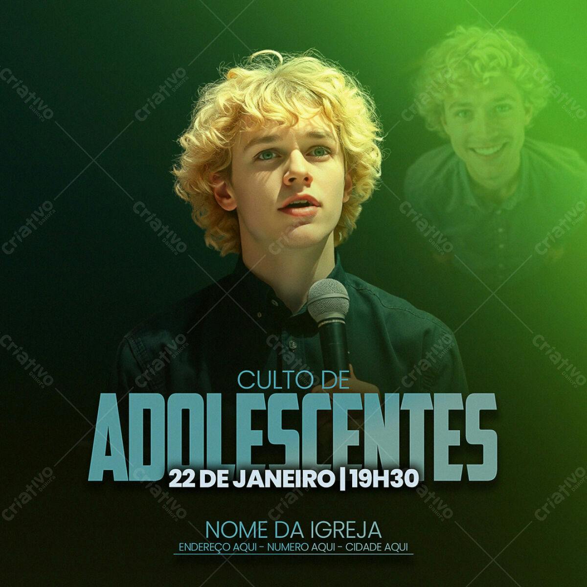 Flyer para Culto de Adolescentes PSD Editável
